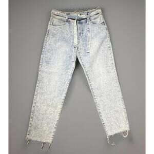 Moms Jeans Womens Blue Acid Wash Cropped High Rise With Belt Pocket Size 31